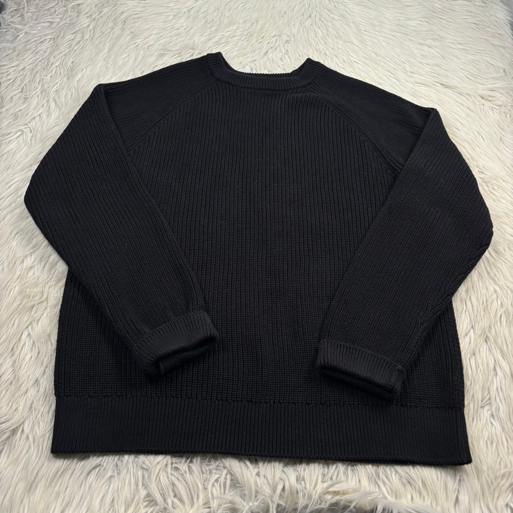 Old Navy Men's L Black 100% Cotton Crew Sweater Preppy Classic Quiet Luxury